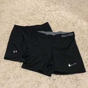 Nike Pro & Unser Armour Spandex Shorts
